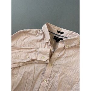 Banana Republic Mens Untucked Fit Oxford Shirt Pink Blue Micro Dot Size M